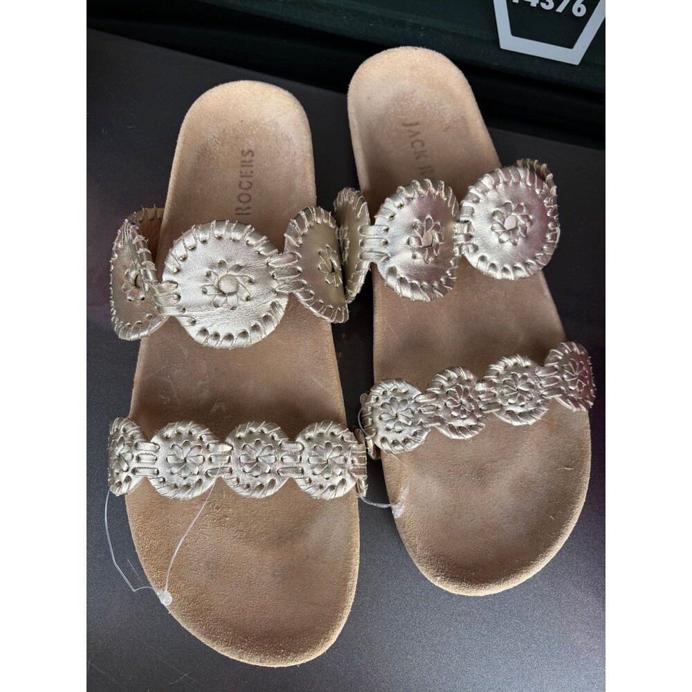 Jack Rogers gold leather sandals size 11 beach vacation resort dressy sandals
